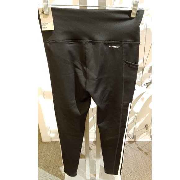 ADIDAS Women 7/8 Length 3-Stripe Active Tight High Waisted--Black - Picture 5 of 11